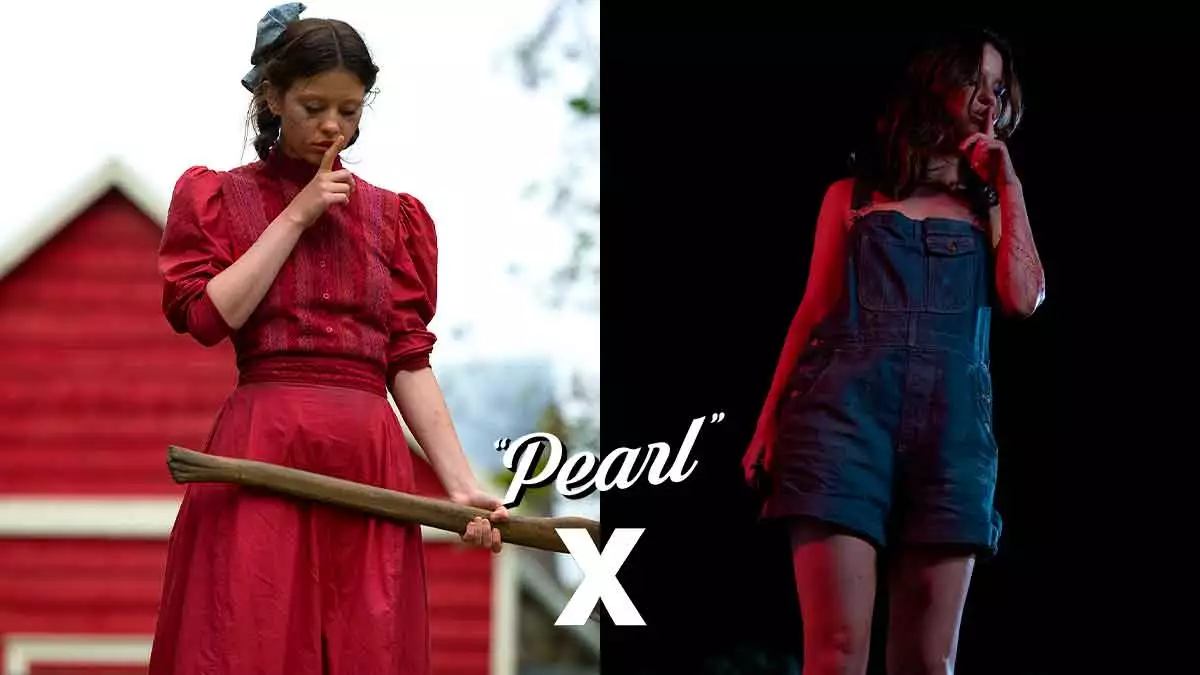 La actriz Mia Goth en las películas de terror 'Pearl' y 'X'.